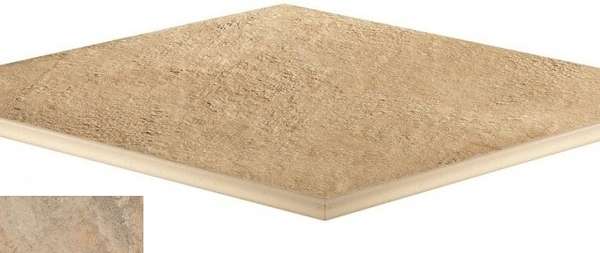 620090000838 Керамогранит Ступень Atlas Concorde Landstone Gold Round Angolare 60x60 (600x600)