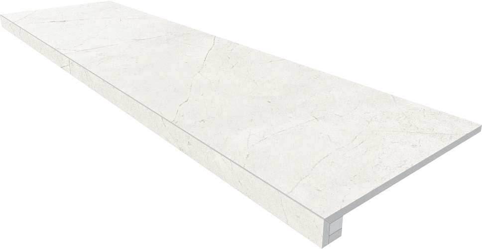 NL00 White (Комплект ступень 33x120 неполированная с прямоугольным бортиком без насечек + подступенок 14.5x120) (1200x330)