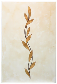 Декор настенный Евро-Керамика Палевый Веточка 0027 (200x300)