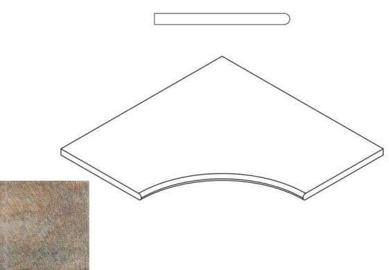 Италон District X2 Эмеральд Бортик 60x60 Угловой Закругленный Натуральный