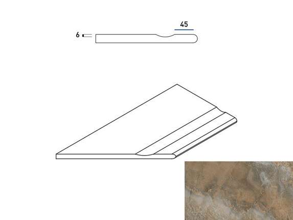 Италон Magnetique X2 Петрол Дарк Бортик 30x60 с Выемкой Закругленный Левый Натуральный