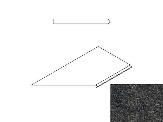 Италон Room X2 Блэк Бортик 30x60 Закругленный Левый Натуральный