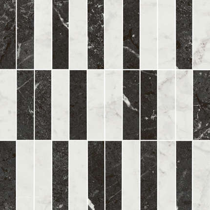 Керама Марацци Тубкаль Мозаичный Микс Чёрный Белый Глянцевый Обрезной 30x30x0.9