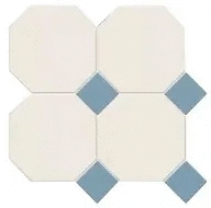 Метлах.Стор Йорк Сетка Октагон Белый / Квадрат Голубой 305x305