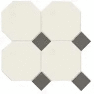 Метлах.Стор Йорк Сетка Октагон Белый / Квадрат Темно-Серый 305x305