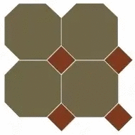 Метлах.Стор Йорк Сетка Октагон Зеленый / Квадрат Красный 305x305