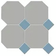 Метлах.Стор Йорк Сетка Октагон Серый / Квадрат Голубой 305x305