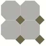 Метлах.Стор Йорк Сетка Октагон Серый / Квадрат Зеленый 305x305