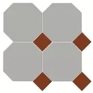 Метлах.Стор Йорк Сетка Октагон Серый / Квадрат Красный 305x305