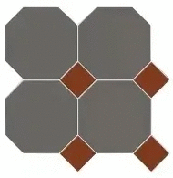 Метлах.Стор Йорк Сетка Октагон Темно-Серый / Квадрат Красный 305x305