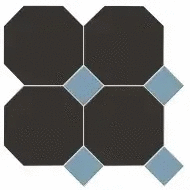 Метлах.Стор Йорк Сетка Октагон Черный / Квадрат Голубой 305x305