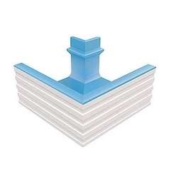 KP141 Serapool Переливной лоток керамический наружный угол Light Blue 25,5x25,5 (255x255)