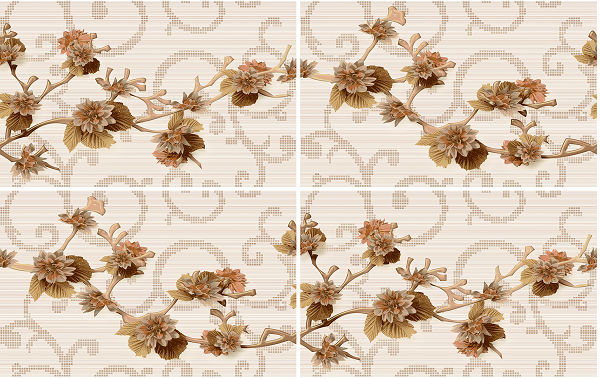 Терракота Line Vine Цветы (компл. из 4х пл.)