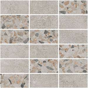 Beton-Terrazzo Мозаичный микс Темный Лаппато R9 Ректификат 10x5 (300x300)