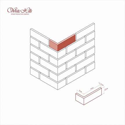 Вайт Хиллс Брюгге брик Угловой элемент к плоскости 315-40